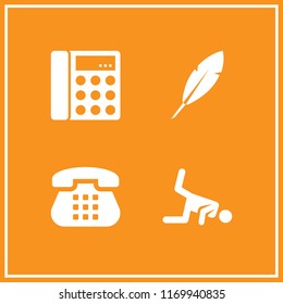 hip icon. 4 hip vector set. telephone, leaf and breakdance icons for web and design about hip theme