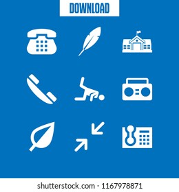 hip icon. 9 hip vector set. boombox, telephone, old school and leaf icons for web and design about hip theme