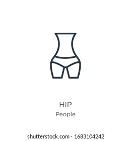 Hip icon. Thin linear hip outline icon isolated on white background from people collection. Line vector sign, symbol for web and mobile
