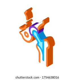 Sustitución de implantes de cadera Señal isométrica del vector biomaterial. ilustración de símbolo aislado de color