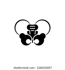 Hip joint black icon, vector sign on isolated background. Hip joint concept symbol, illustration 