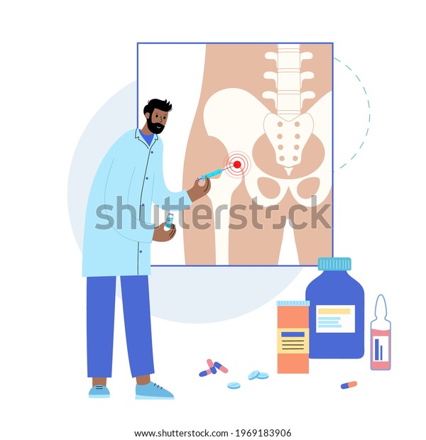 Hip Joint Cortisone Injection Pain Inflammation Stock Vector (Royalty