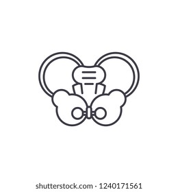 Hip joint line icon concept. Hip joint vector linear illustration, symbol, sign