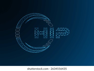 HIP baixo poli carta logotipo vetor design. HIP inferior poli design de logotipo. 