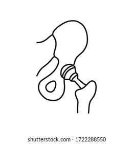 Hip Prosthesis Doodle Icon, Vector Illustration