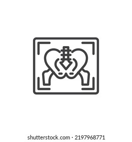 Hip x-ray line icon. linear style sign for mobile concept and web design. Hip joint x ray outline vector icon. Symbol, logo illustration. Vector graphics
