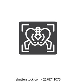 Icono de vector de rayos X de cadera. signo plano relleno para concepto móvil y diseño web. Icono de glifo de rayos x articulación de cadera. Símbolo, ilustración del logotipo. Gráficos vectoriales