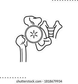 icono del vector de rayos X de cadera en contorno