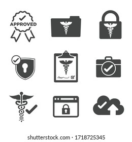 HIPAA Compliance icon set w hippa image involving medical privacy