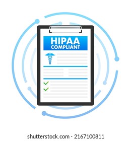 Cumple con Hipaa. Icono de marca de verificación. Diseño de vectores. Símbolo del logotipo. Ilustración de material vectorial.