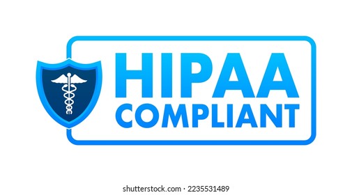 Cumple con Hipaa. Icono de marca de verificación. Diseño de vectores. Símbolo del logotipo. Ilustración de material vectorial