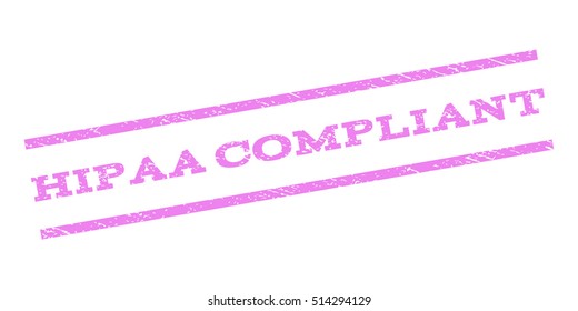 Hipaa Compliant watermark stamp. Text tag between parallel lines with grunge design style. Rubber seal stamp with dirty texture. Vector violet color ink imprint on a white background.