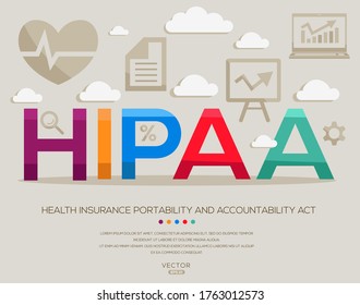 hipaa mean (health insurance portability and accountability act) ,letters and icons,Vector illustration.