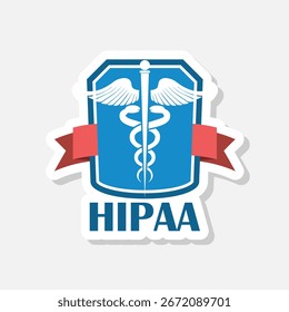Ícone adesivo HIPAA Shield isolado em fundo cinza