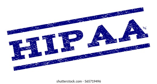 Hipaa watermark stamp. Text caption between parallel lines with grunge design style. Rubber seal stamp with dust texture. Vector color ink imprint on a white background.