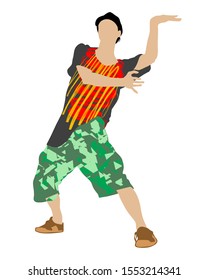 Hip-hop artists of dance on white background