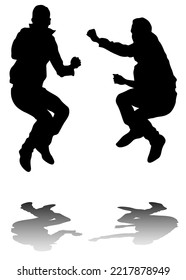 Hip-hop artists of dance on white background