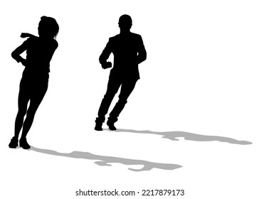 Hip-hop artists of dance on white background