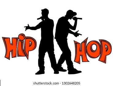 Hip-hop artists with microphones on stage