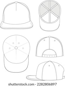 HIPHOP CAP TECHNICAL DRAWING TEMPLATE