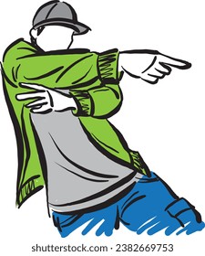 HipHop D Fitness-Tänzer Doodle Design Zeichnung Vektorgrafik