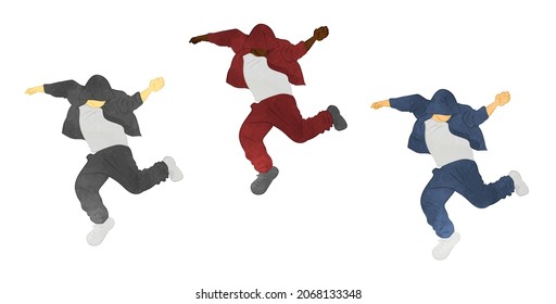 HIPHOP dance jumping male illustration