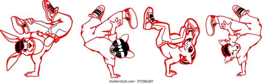 hip-hop dancer, characters set. 