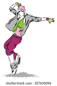 hip-hop dancer dancing illustration 4