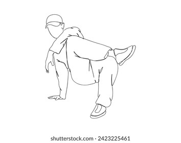 Hip-Hop Dancer single Line Drawing