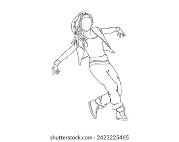 Hip-Hop Dancer single Line Drawing