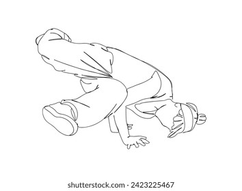 Hip-Hop Dancer single Line Drawing