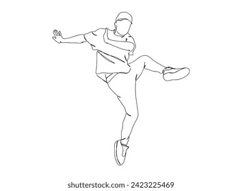 Hip-Hop Dancer single Line Drawing