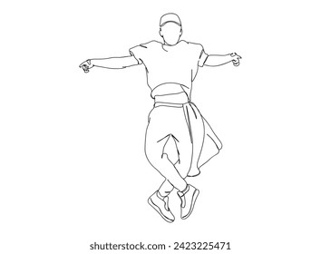 Hip-Hop Dancer single Line Drawing