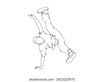 Hip-Hop Dancer single Line Drawing