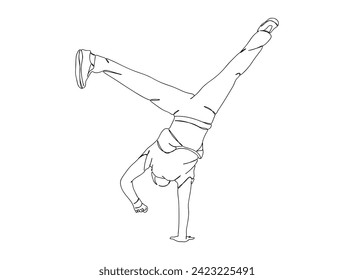 Hip-Hop Dancer single Line Drawing