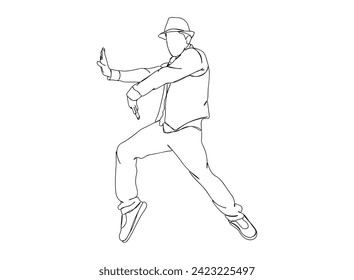 Hip-Hop Dancer single Line Drawing