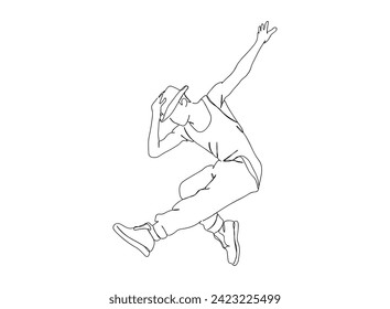 Hip-Hop Dancer single Line Drawing