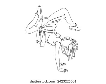 Hip-Hop Dancer single Line Drawing