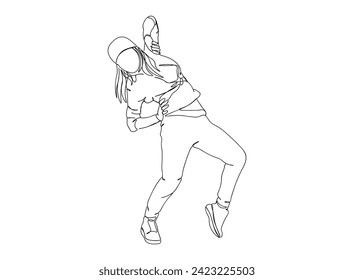Hip-Hop Dancer single Line Drawing