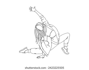 Hip-Hop Dancer single Line Drawing