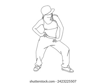 Hip-Hop Dancer single Line Drawing