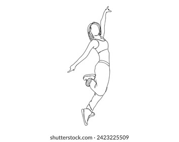 Hip-Hop Dancer single Line Drawing