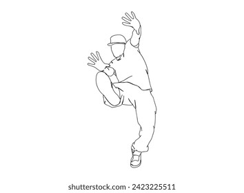 Hip-Hop Dancer single Line Drawing