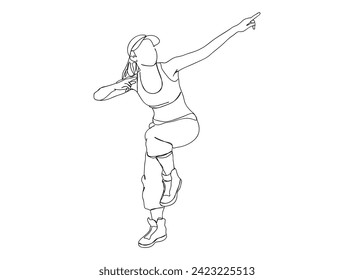 Hip-Hop Dancer single Line Drawing