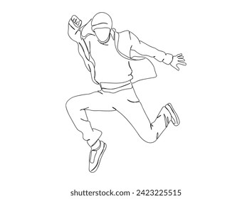 Hip-Hop Dancer single Line Drawing