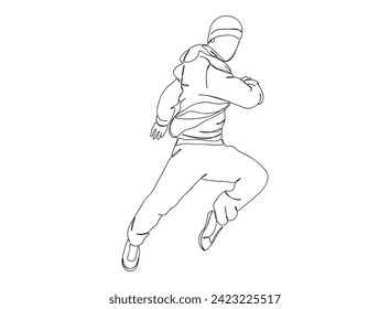 Hip-Hop Dancer single Line Drawing