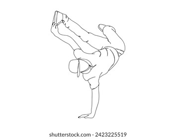 Hip-Hop Dancer single Line Drawing