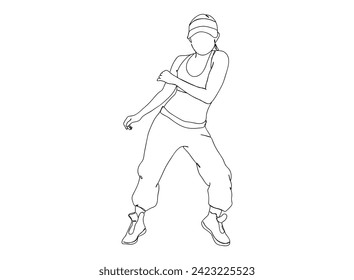 Hip-Hop Dancer single Line Drawing