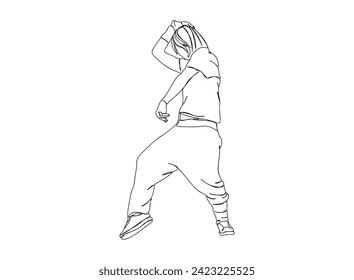 Hip-Hop Dancer single Line Drawing