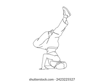 Hip-Hop Dancer single Line Drawing